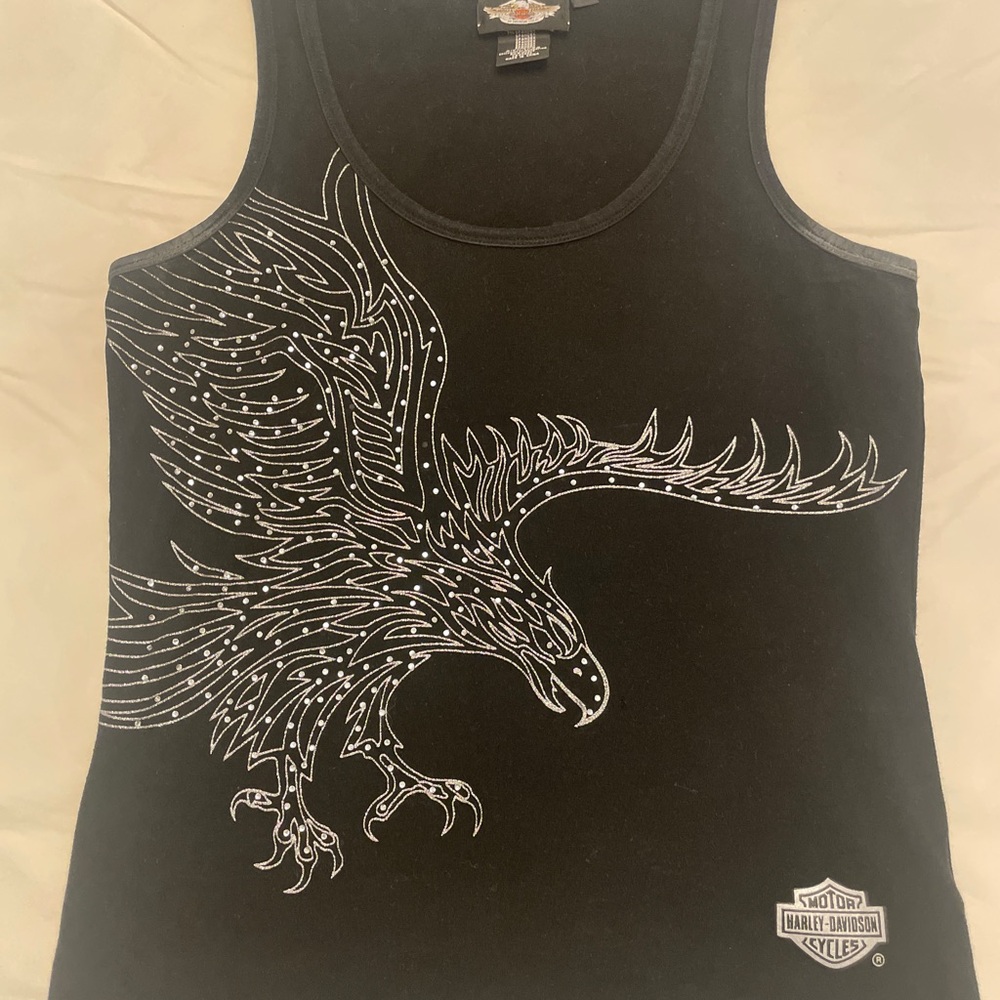 Harley-Davidson Black Tank with Silver Eagle Graphic
